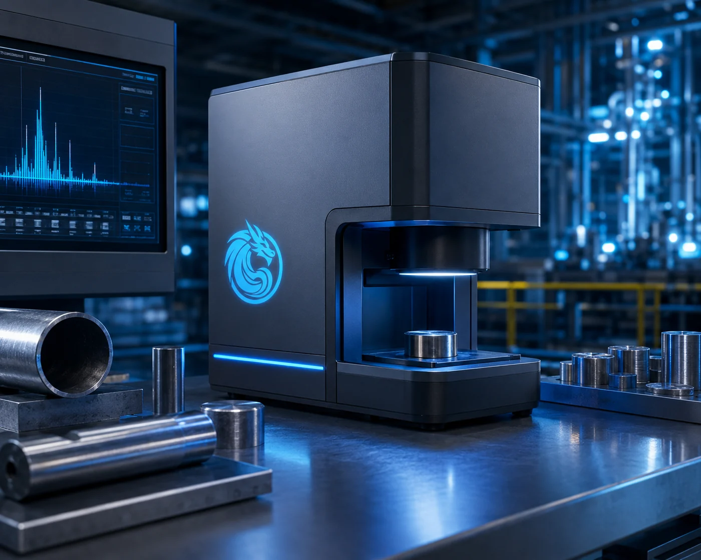 Blue Dragon material identification and verification analyzer with metal samples