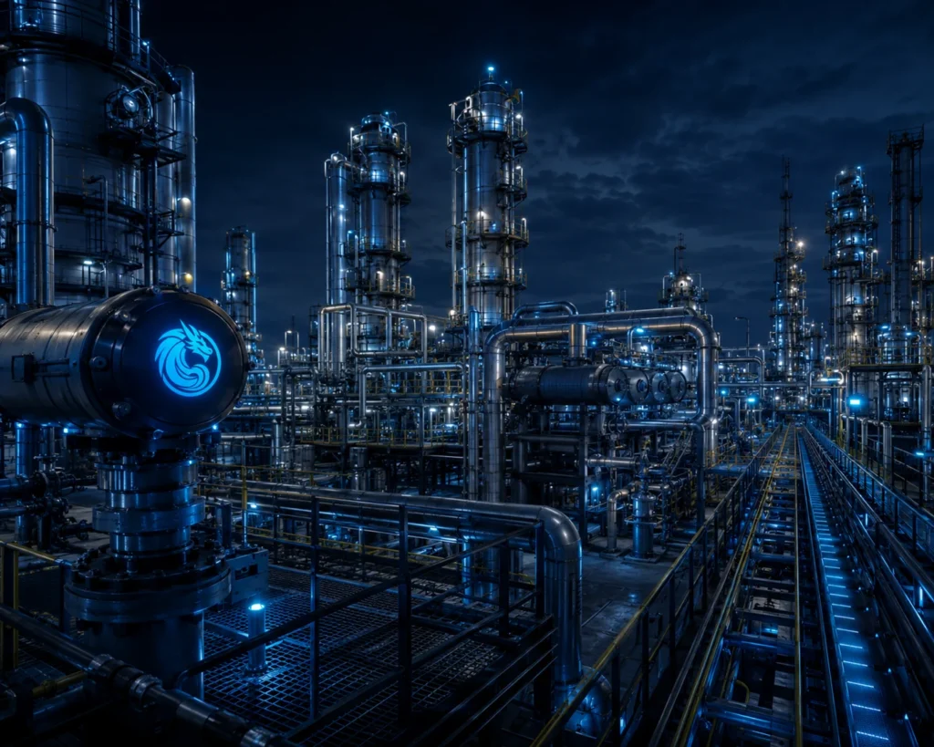 Blue Dragon petrochemical instrumentation at a modern petrochemical plant
