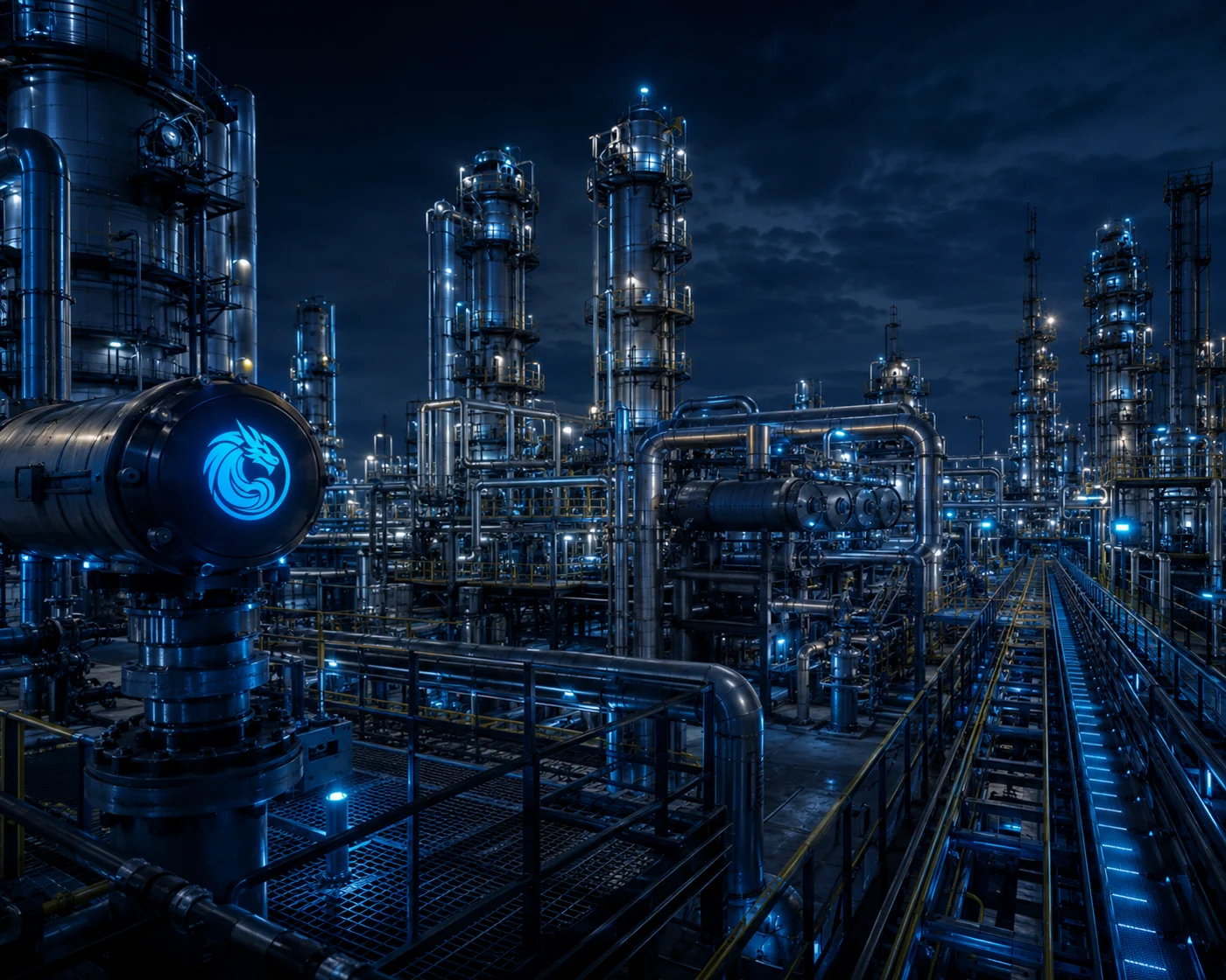 Blue Dragon petrochemical instrumentation at a modern petrochemical plant