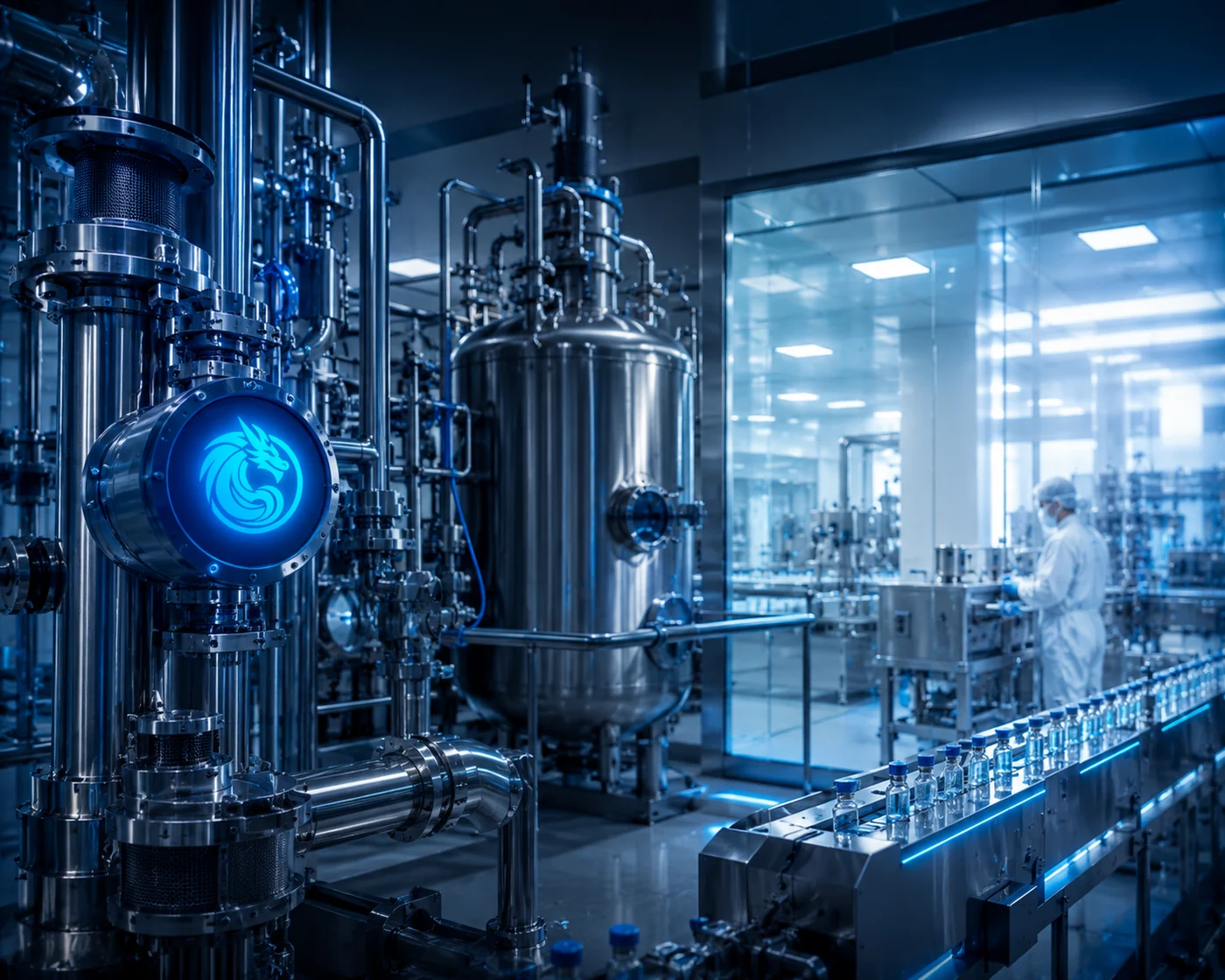 Blue Dragon instrumentation in a pharmaceutical manufacturing and high-purity water facility