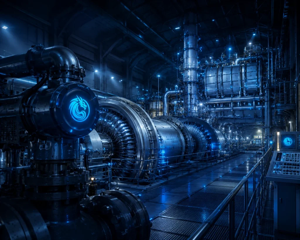 Blue Dragon instrumentation inside a modern power generation turbine hall