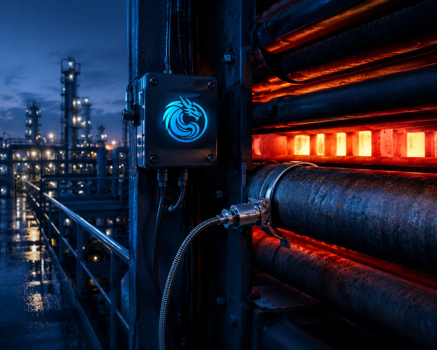 Blue Dragon tube-skin temperature measurement sensor on a heated process tube