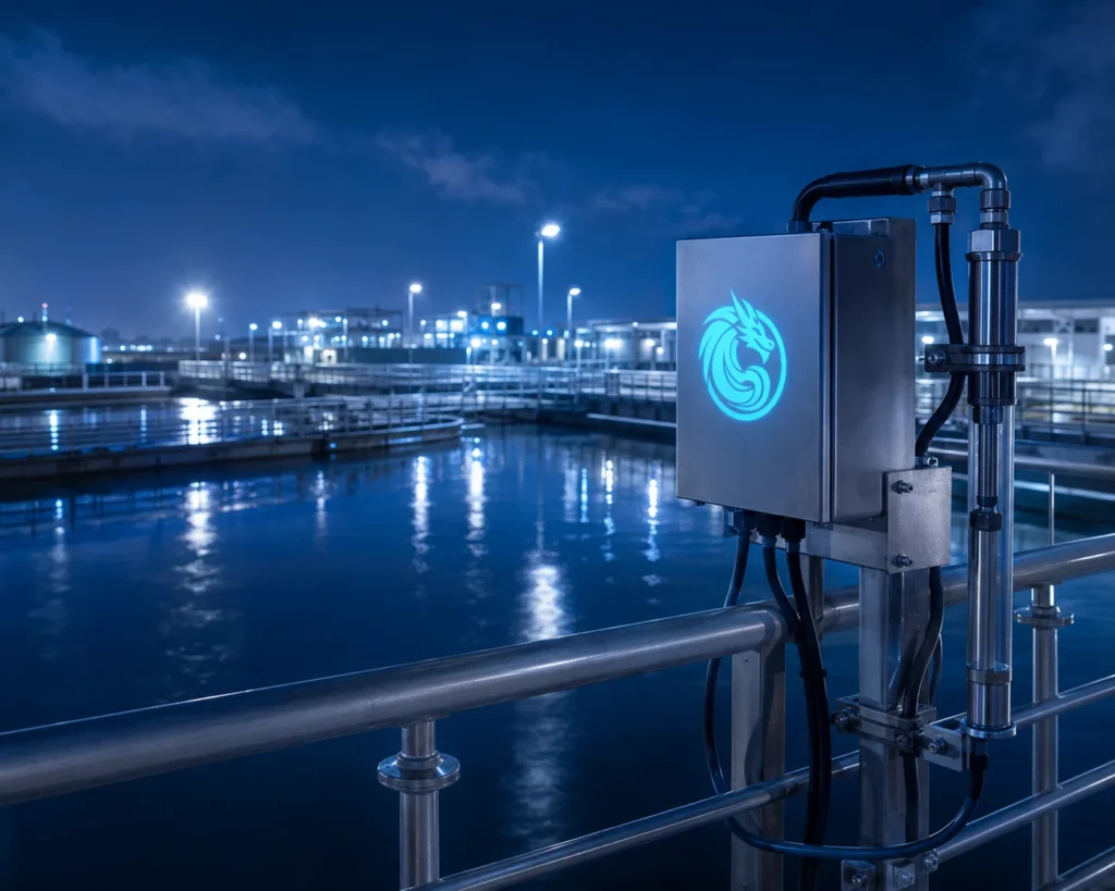 Blue Dragon turbidity and suspended solids monitoring instrumentation at a water treatment facility