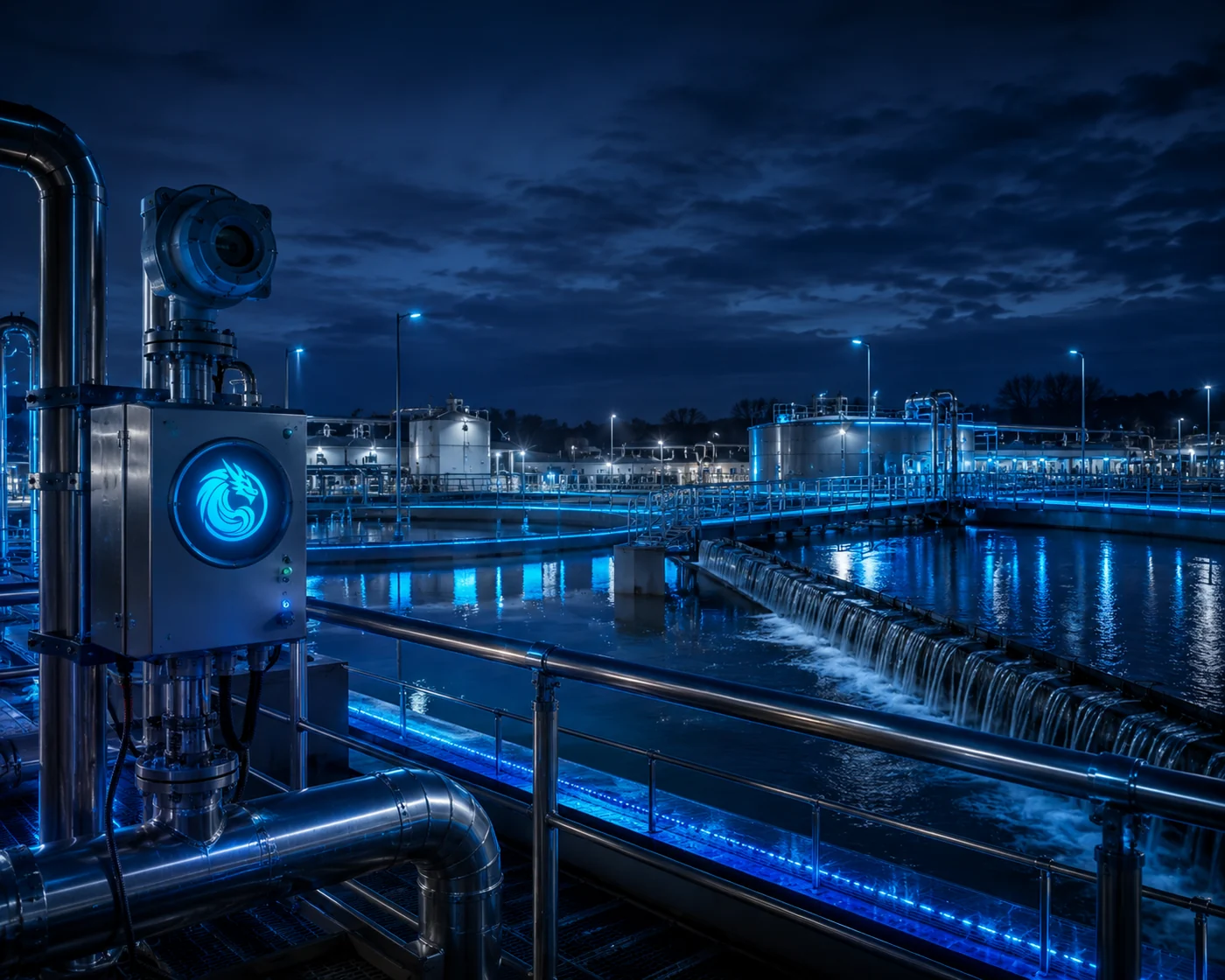 Blue Dragon water and wastewater monitoring instrumentation at a treatment facility