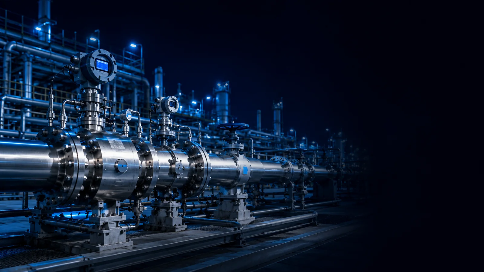 Custody-transfer gas metering skid with multiple industrial flow meters