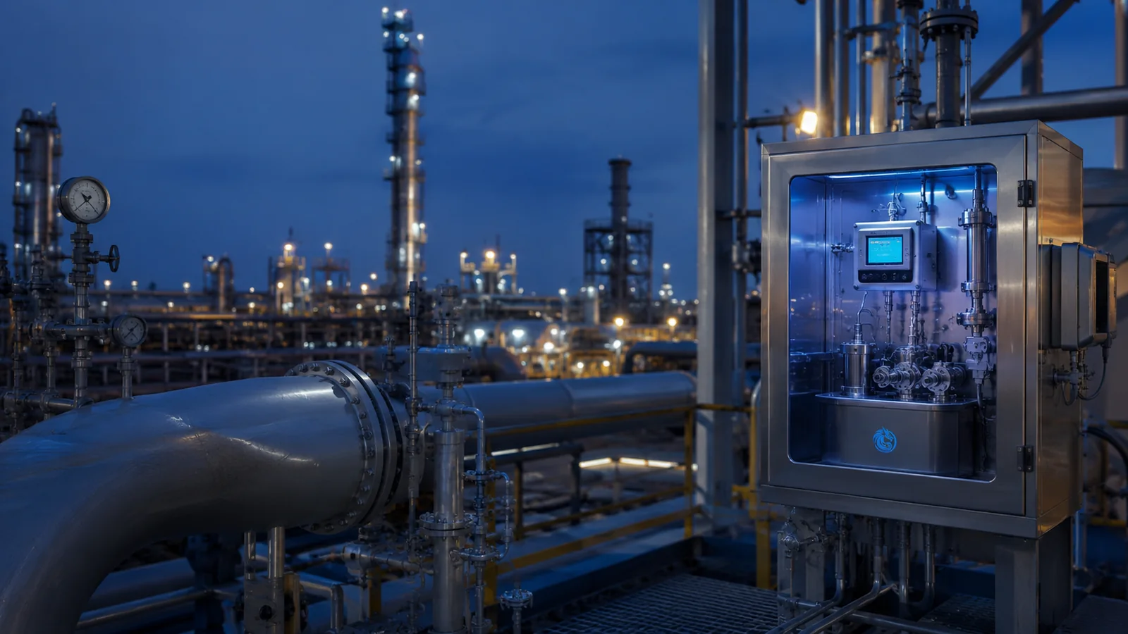 Gas dehydration monitoring analyzer on a natural gas treatment system