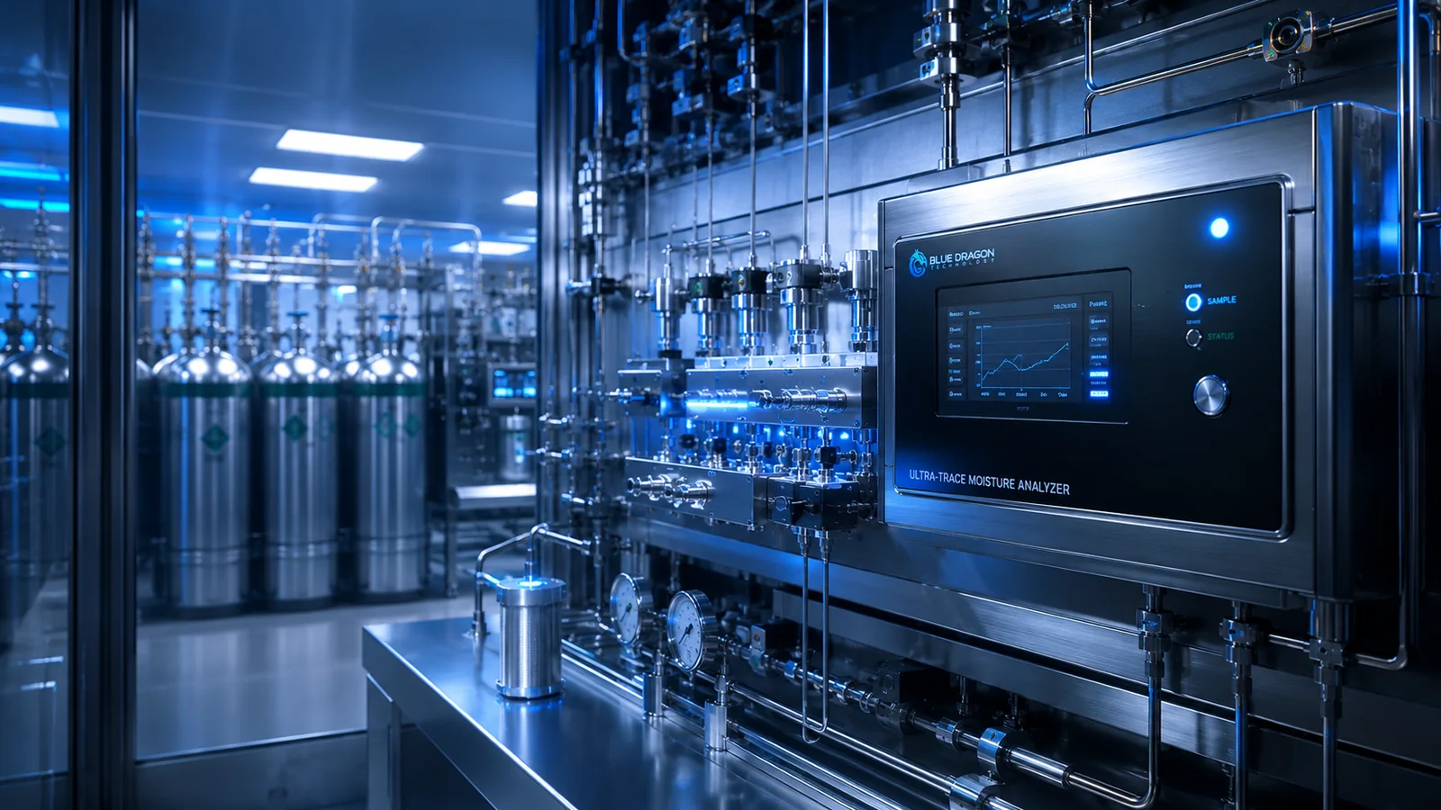 Ultra-trace gas moisture analyzer in a high-purity laboratory environment