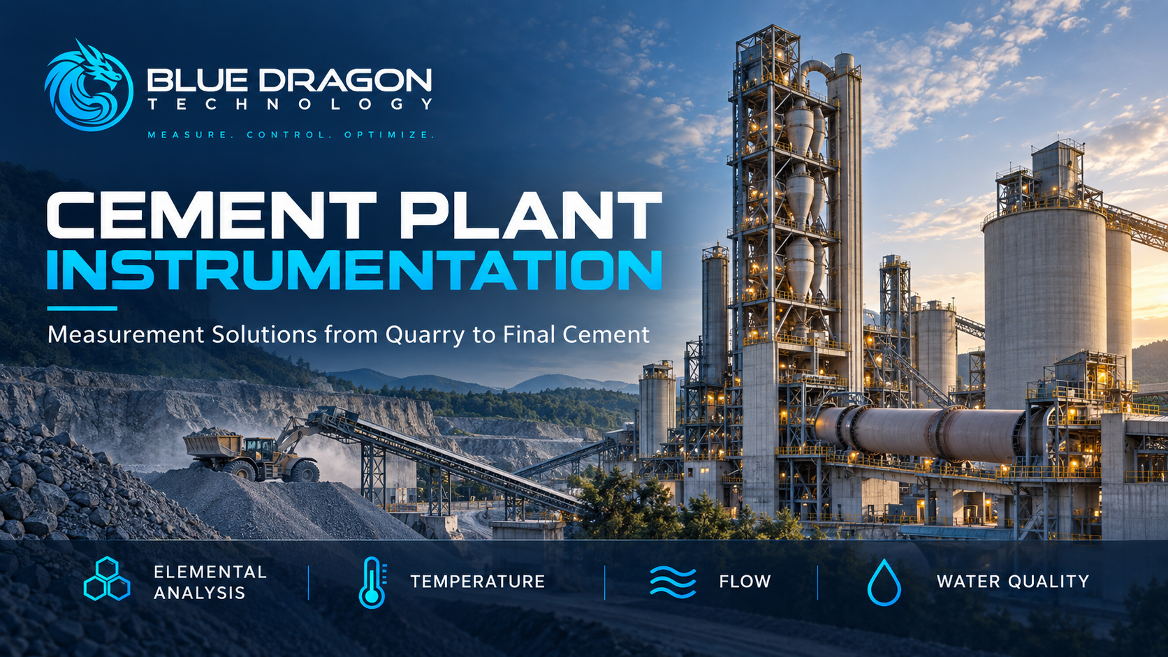 Blue Dragon Technology cement plant instrumentation solutions for process monitoring, quality control, and industrial analysis