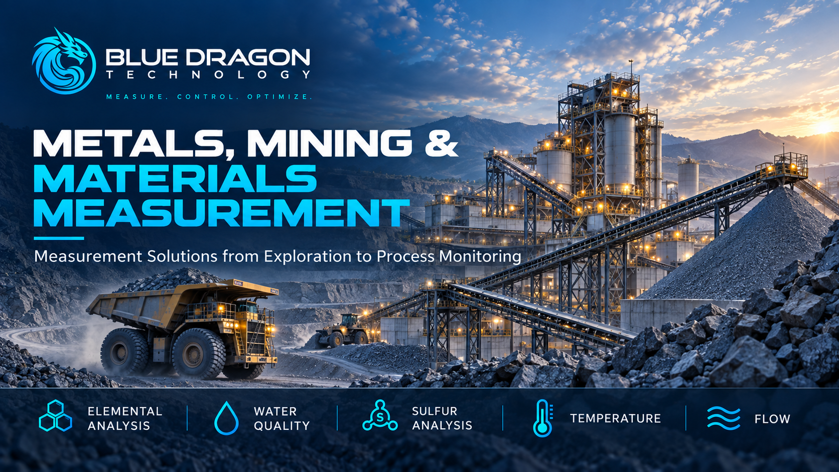 Blue Dragon Technology metals, mining and materials measurement solutions for elemental analysis, water quality, sulfur, temperature and flow monitoring.